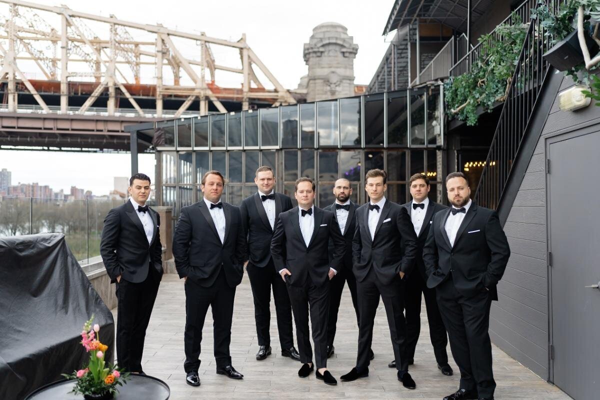 Groomsmen portrait at a New York rooftop wedding