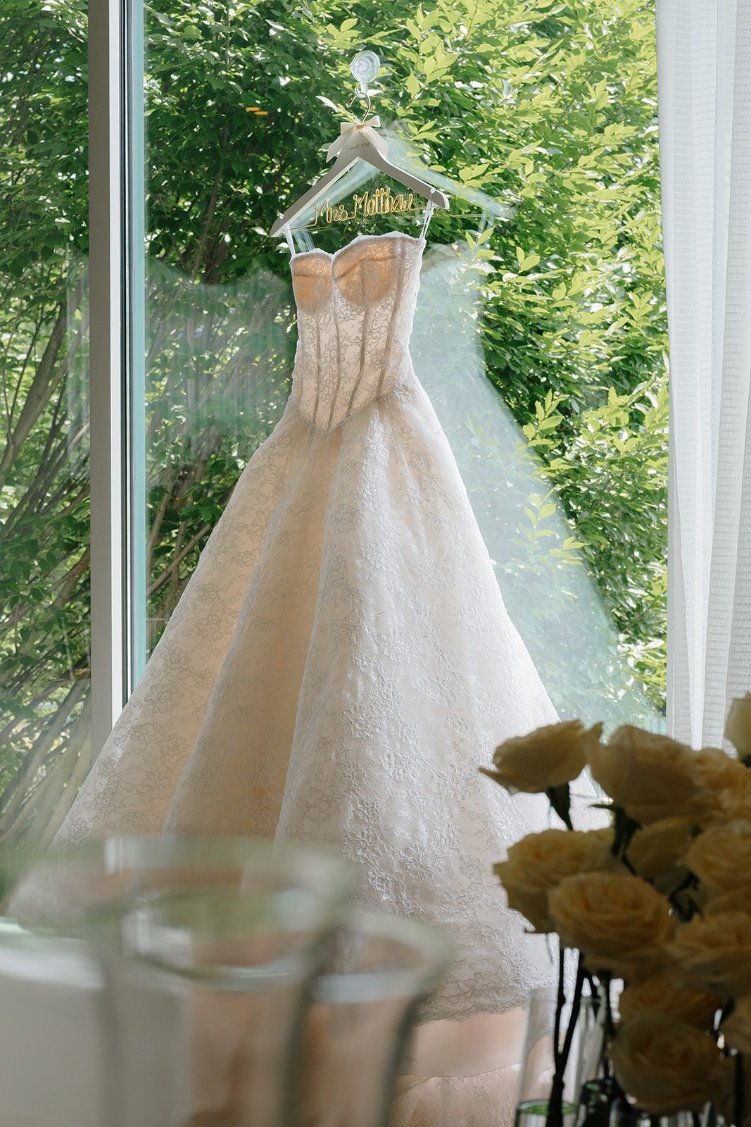 Wedding at Edgewood Country Club — rosalie josh anna augusta gown edgewood window