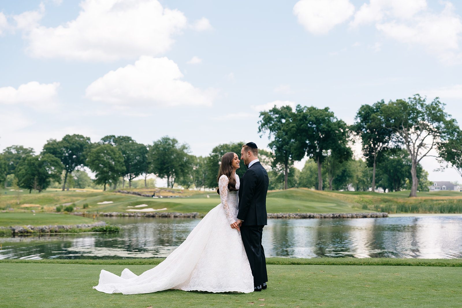 Wedding at Edgewood Country Club — rosalie josh edgewood country club lawn couple wide