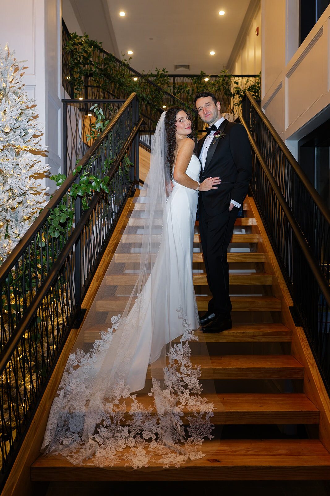 A cathedral veil down the Hudson House staircase