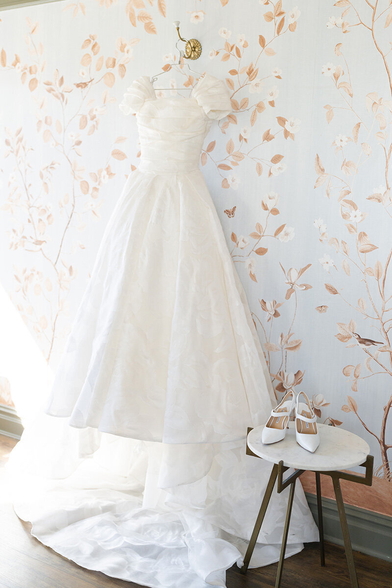 Wedding at The Lannin — emma gown floral wallpaper the lannin