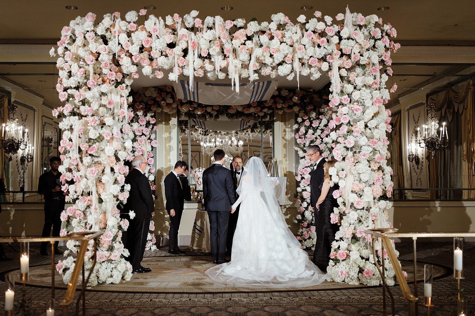 Wedding at The Pierre — dori ben chuppah rose wall